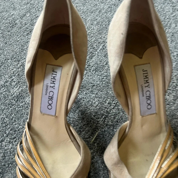 Jimmy Choo Suede Peep Toe Heels, size 35.5 - Picture 5 of 8